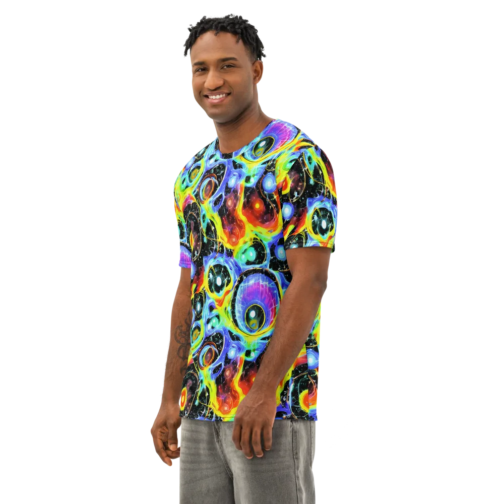 Chromatic Galaxies on Men's Cotton Crew Neck T-Shirt — Left Front
