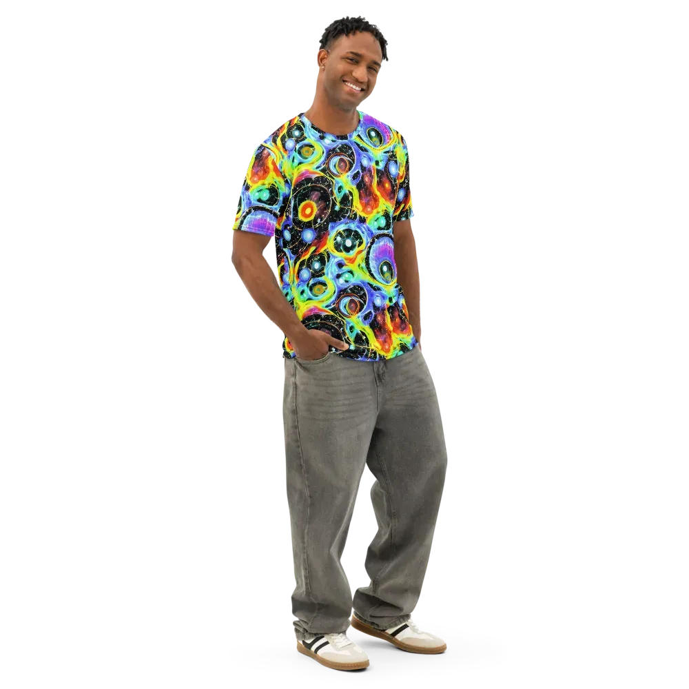 Chromatic Galaxies on Men's Cotton Crew Neck T-Shirt — Right Front