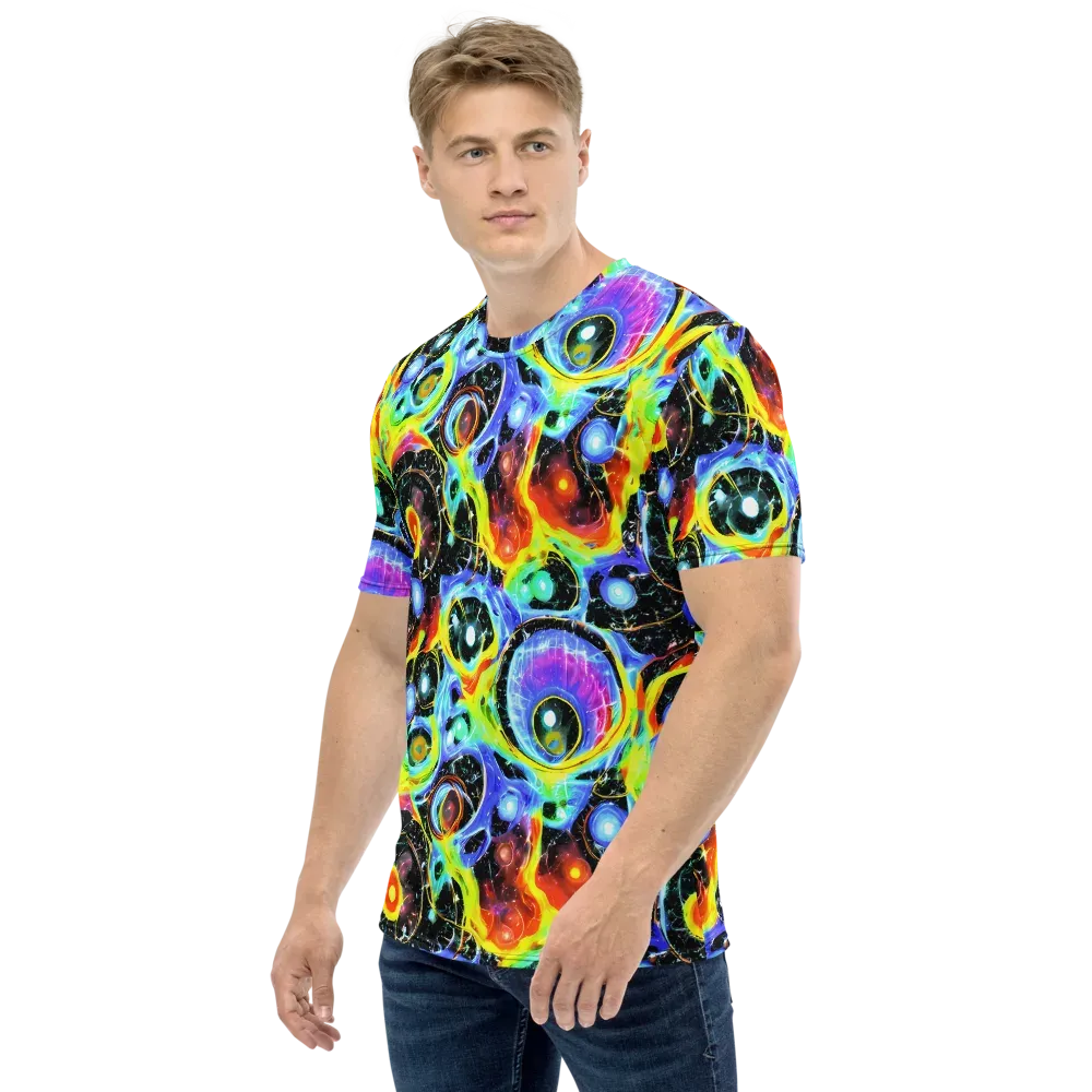Chromatic Galaxies on Men's Crew Neck T-Shirt — Left