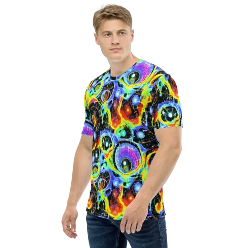 Chromatic Galaxies on a Men's Crew Neck T-Shirt