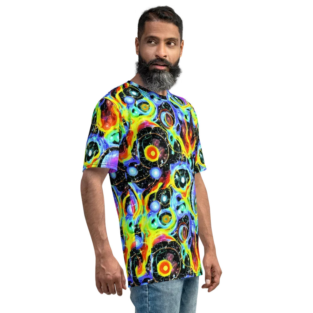 Chromatic Galaxies on Men's Crew Neck T-Shirt — Right