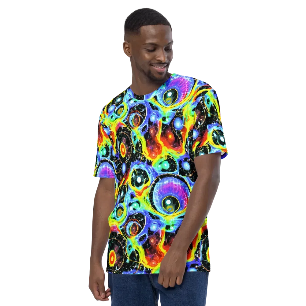 Chromatic Galaxies on Men's Crew Neck T-Shirt — Left