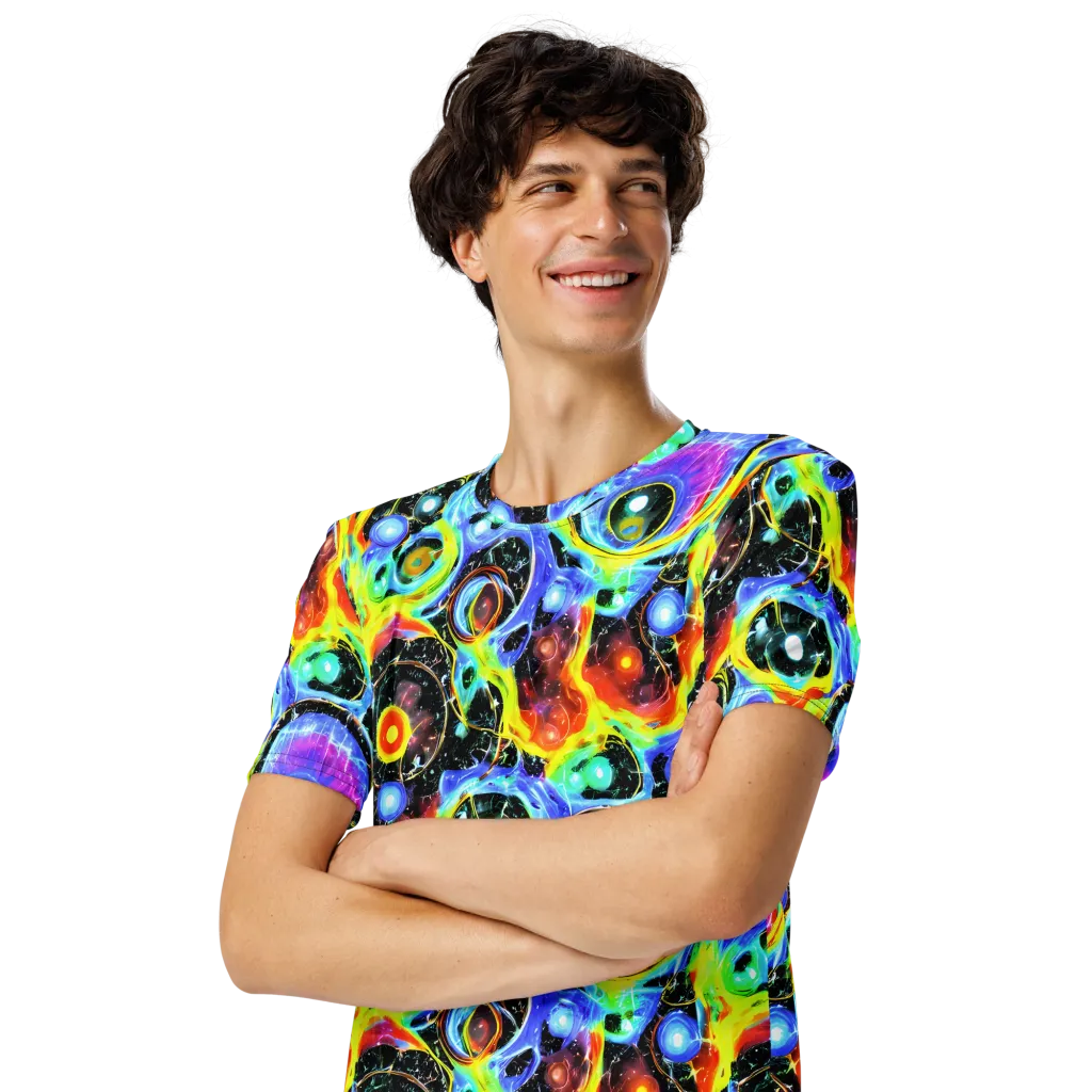 Chromatic Galaxies on Men's Crew Neck T-Shirt — Left Front