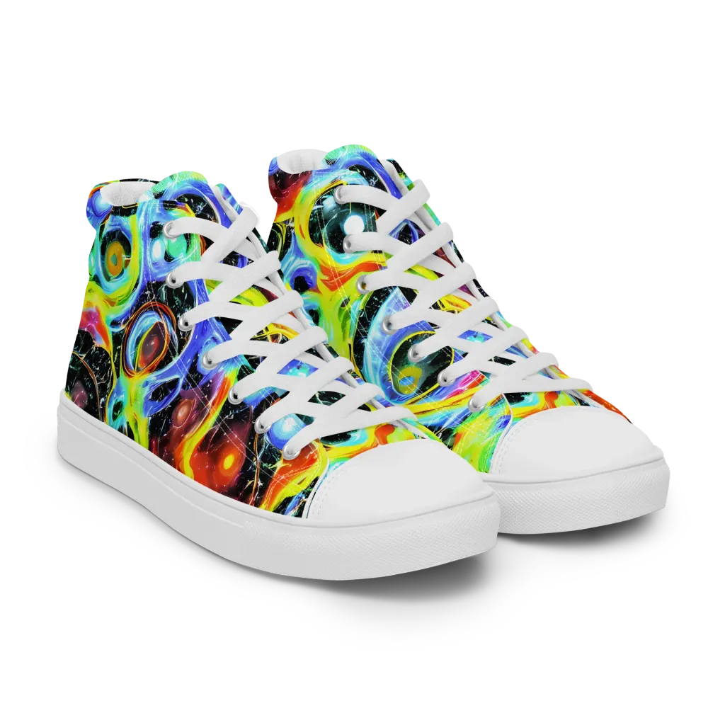 Chromatic Galaxies on Men's High Top Canvas Shoes — Right Front