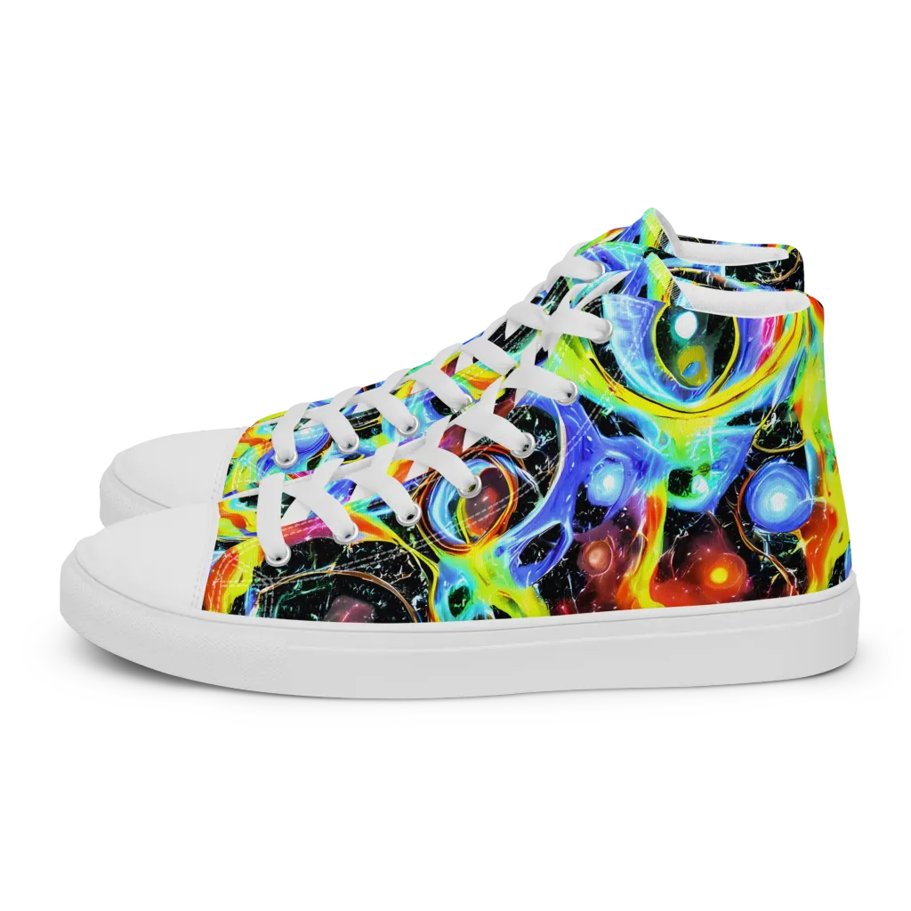 Chromatic Galaxies on Men's High Top Canvas Shoes — Left
