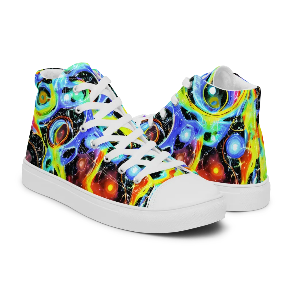 Chromatic Galaxies on Men's High Top Canvas Shoes — Right