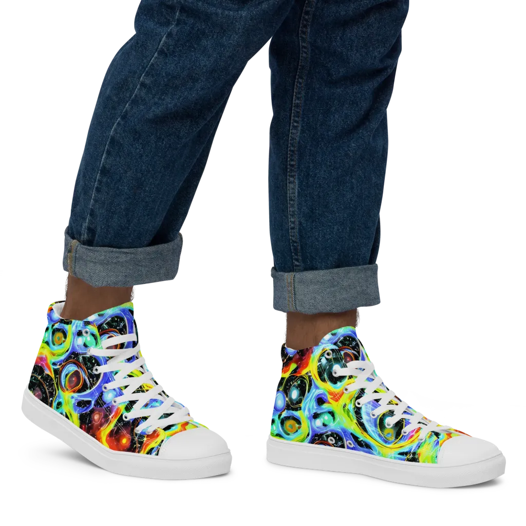 Chromatic Galaxies on Men's High Top Canvas Shoes — Right