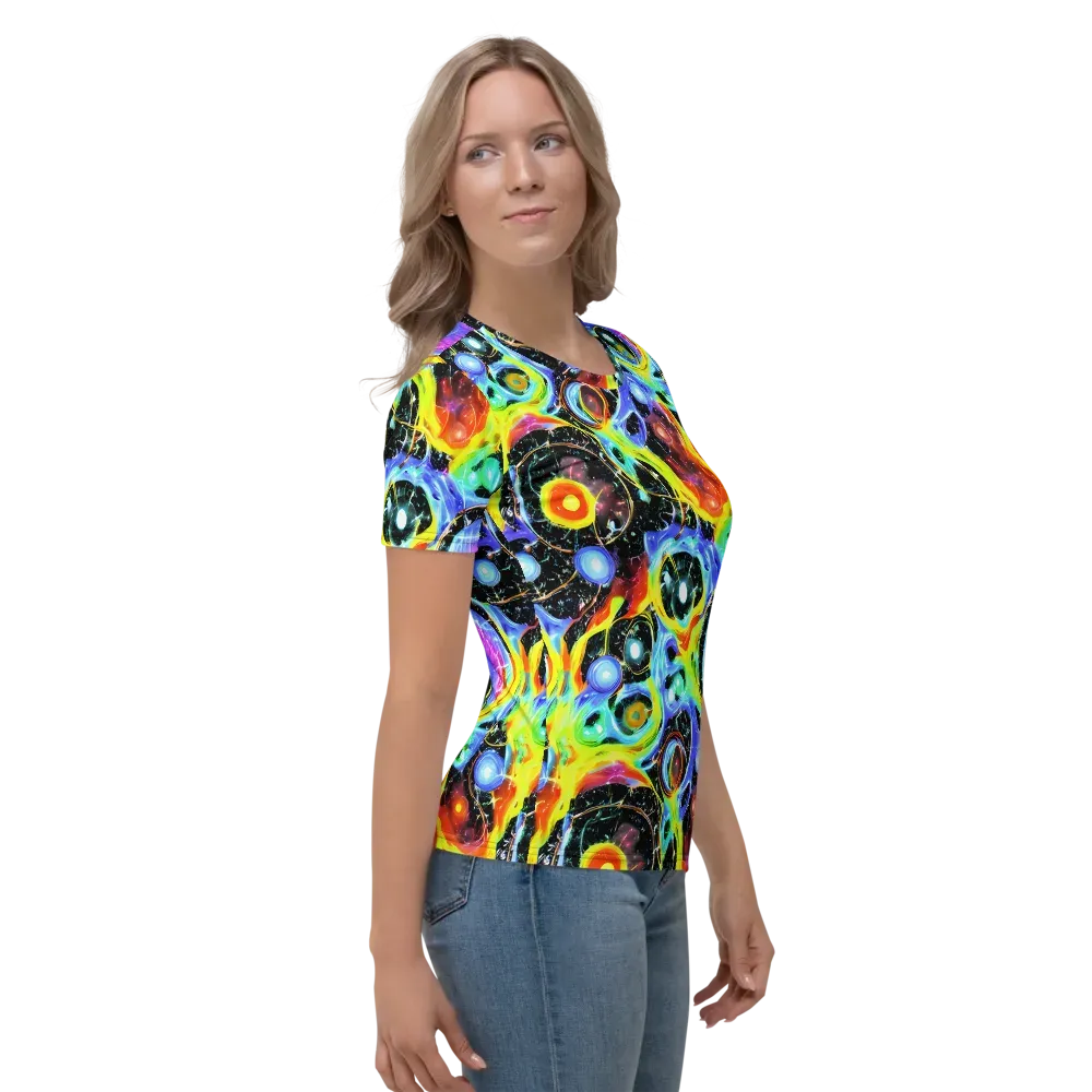 Chromatic Galaxies on Women's Crew Neck T-Shirt — Right