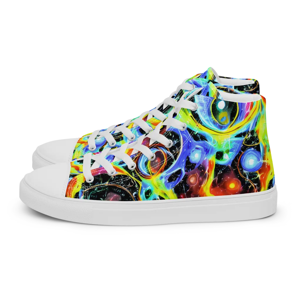 Chromatic Galaxies on Women's High Top Canvas Shoes — Left