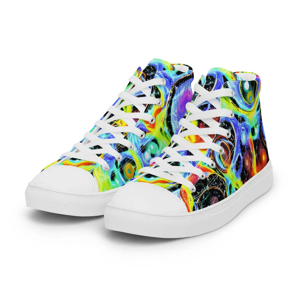 Chromatic Galaxies on Women's High Top Canvas Shoes — Left Front