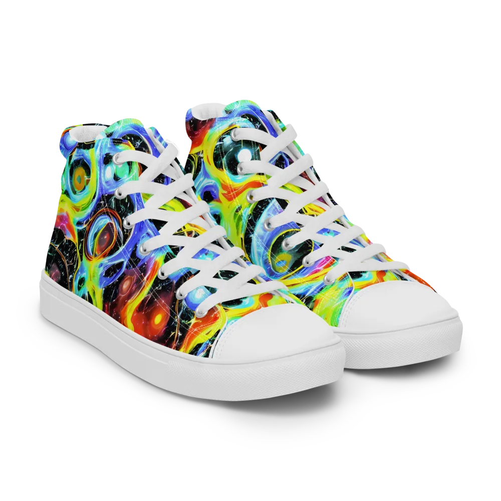Chromatic Galaxies on Women's High Top Canvas Shoes — Right Front