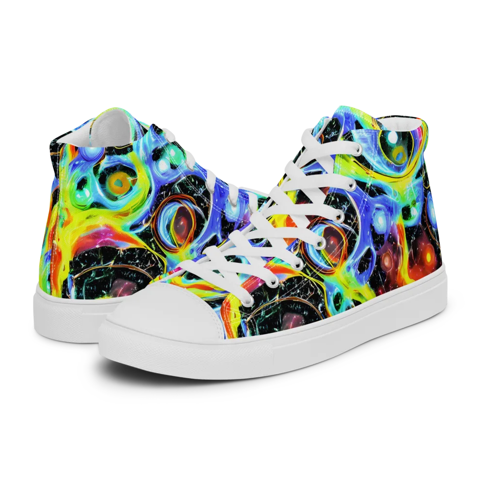 Chromatic Galaxies on Women's High Top Canvas Shoes — Left