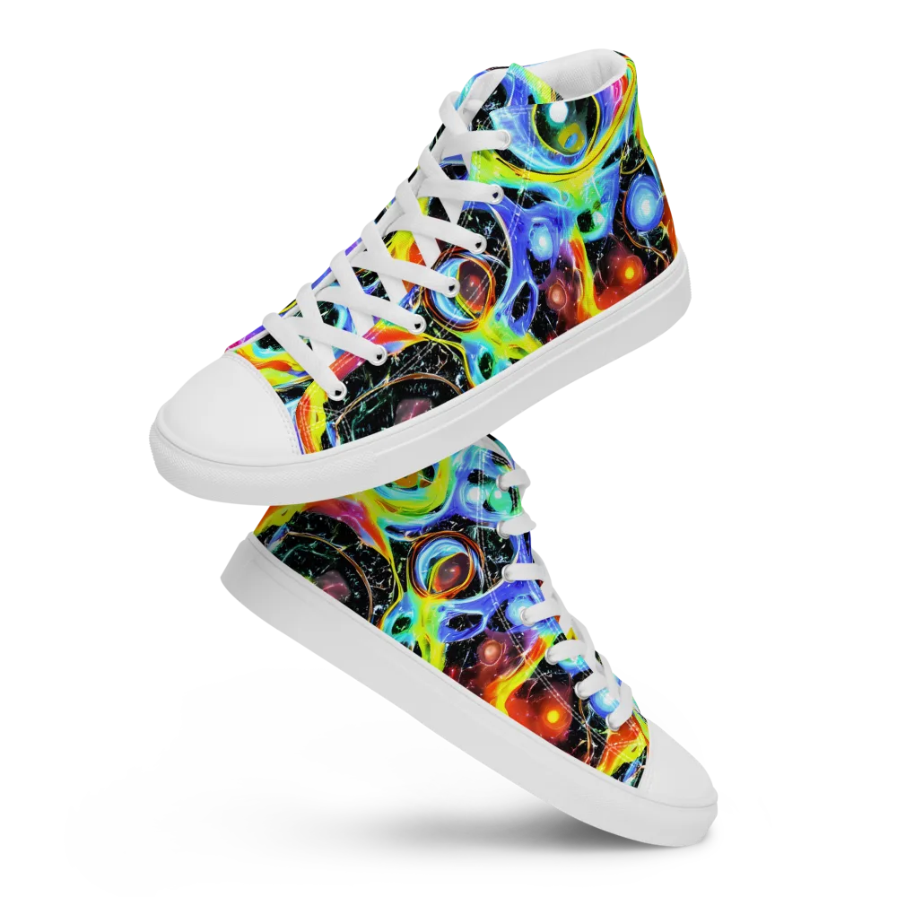 Chromatic Galaxies on Women's High Top Canvas Shoes — Front
