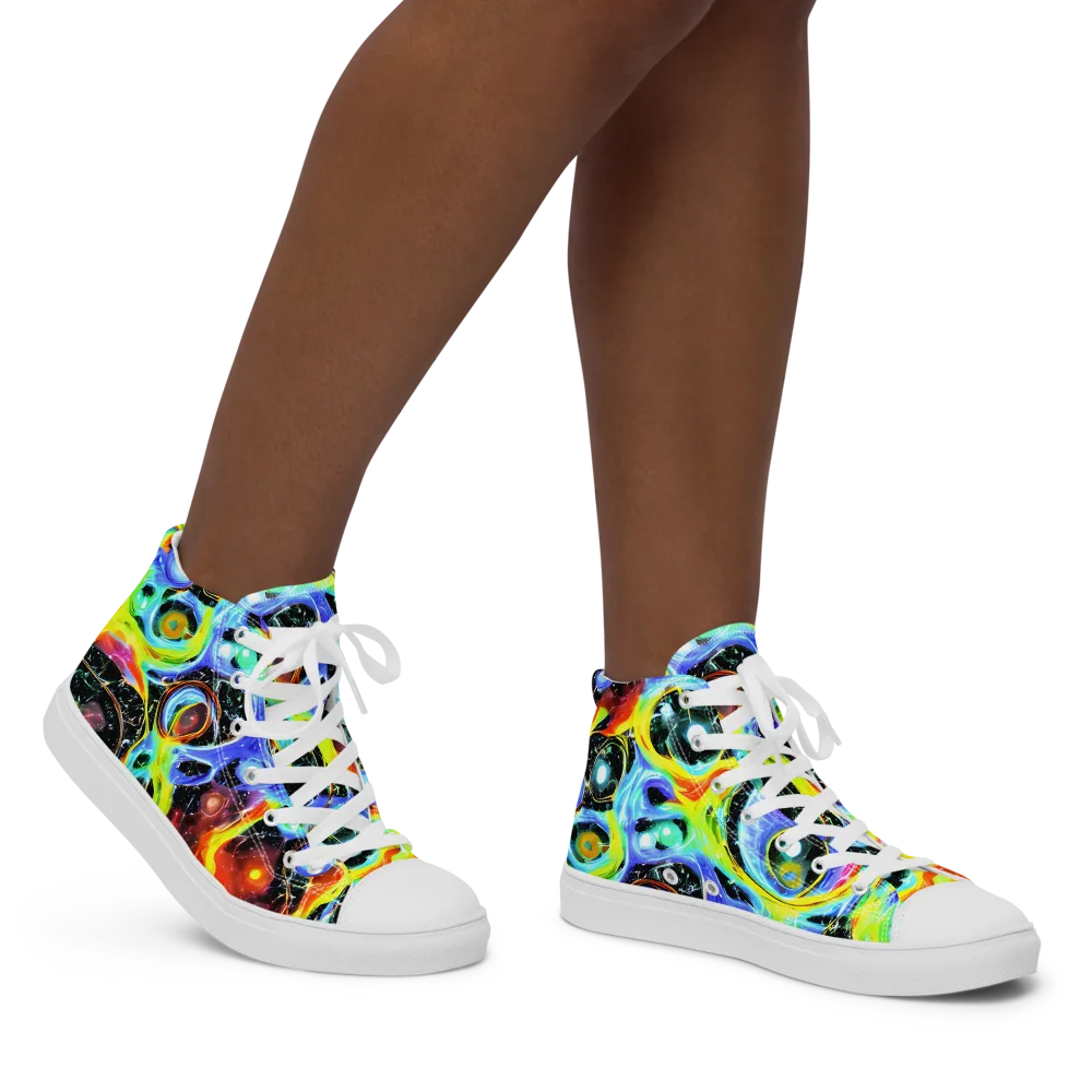 Chromatic Galaxies on Women's High Top Canvas Shoes — Right