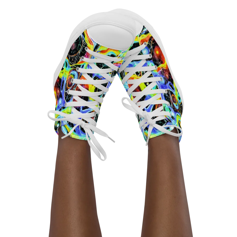 Chromatic Galaxies on Women's High Top Canvas Shoes — Front