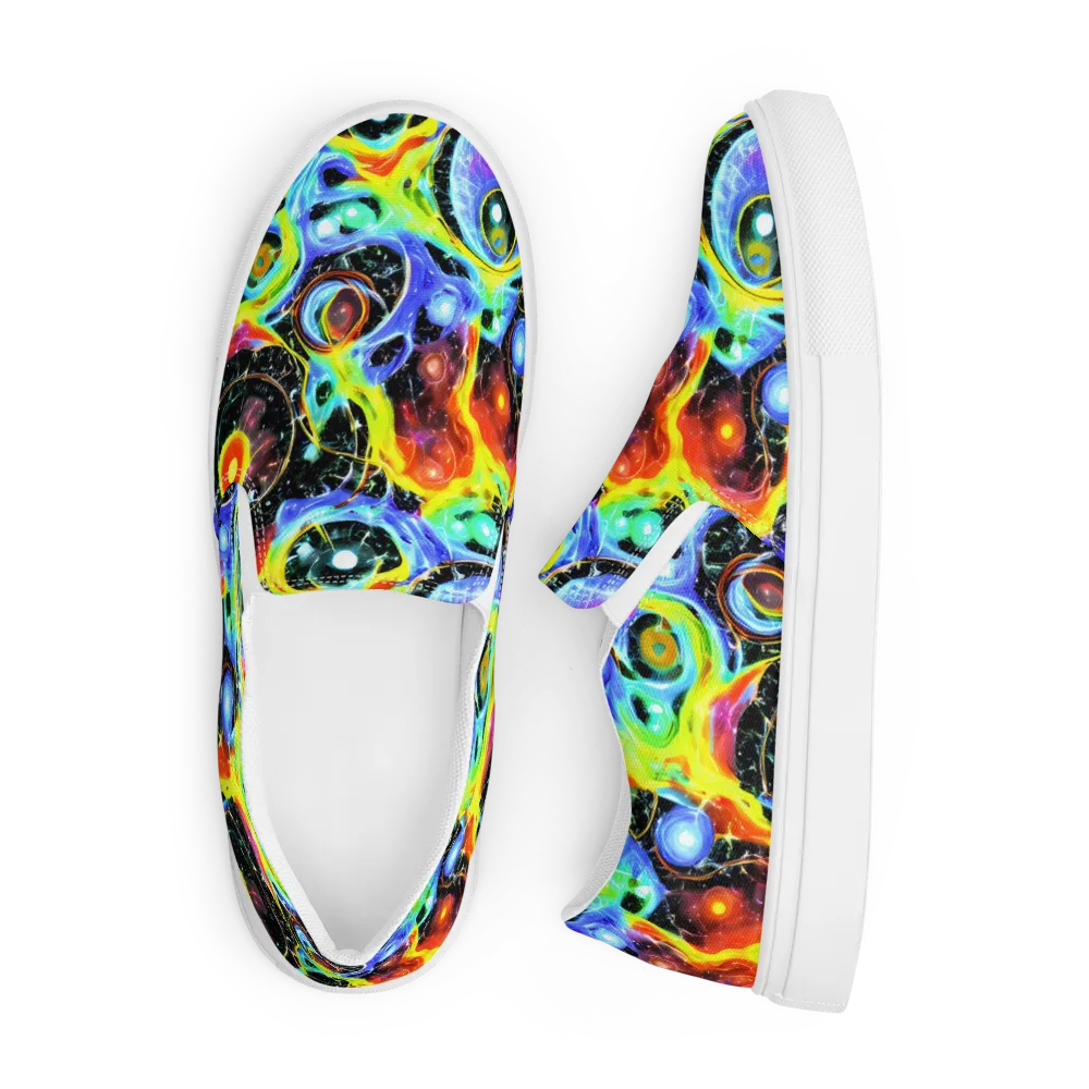 Chromatic Galaxies on Men's Slip-On Canvas Shoes — Front