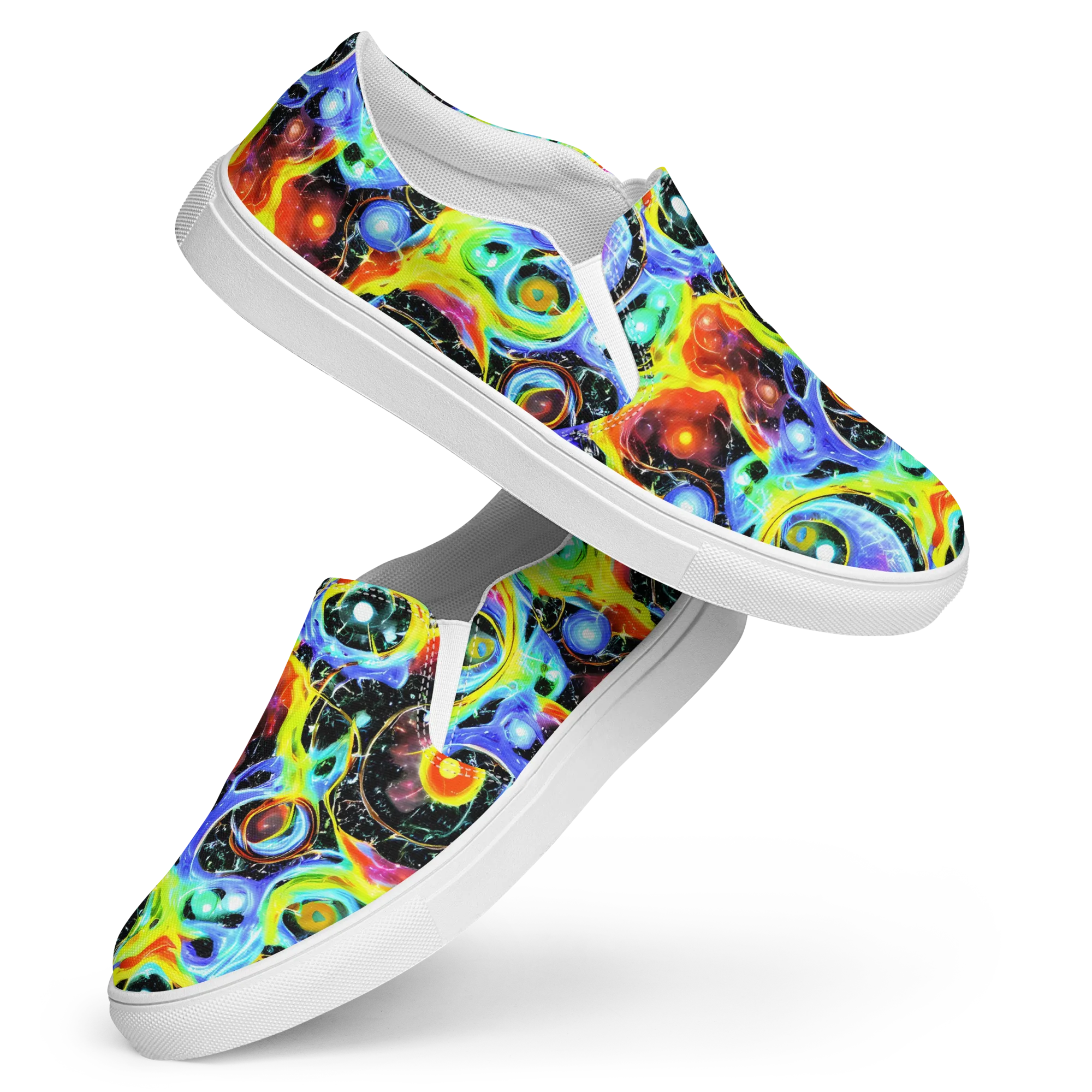 Chromatic Galaxies on Women's Slip-On Canvas Shoes — Front