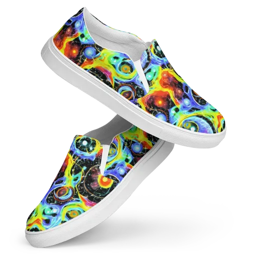 Chromatic Galaxies on a Women's Slip-On Canvas Shoes