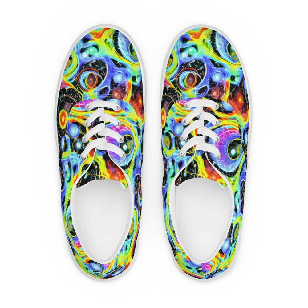 Chromatic Galaxies on Men's Lace-Up Canvas Shoes — Front