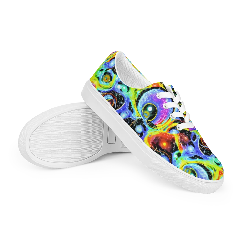 Chromatic Galaxies on Men's Lace-Up Canvas Shoes — Right Front