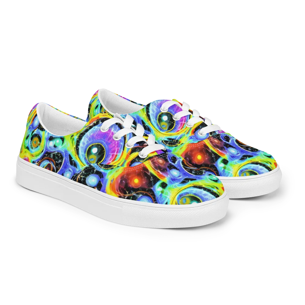 Chromatic Galaxies on Men's Lace-Up Canvas Shoes — Right Front