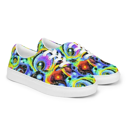 Chromatic Galaxies on a Men's Lace-Up Canvas Shoes