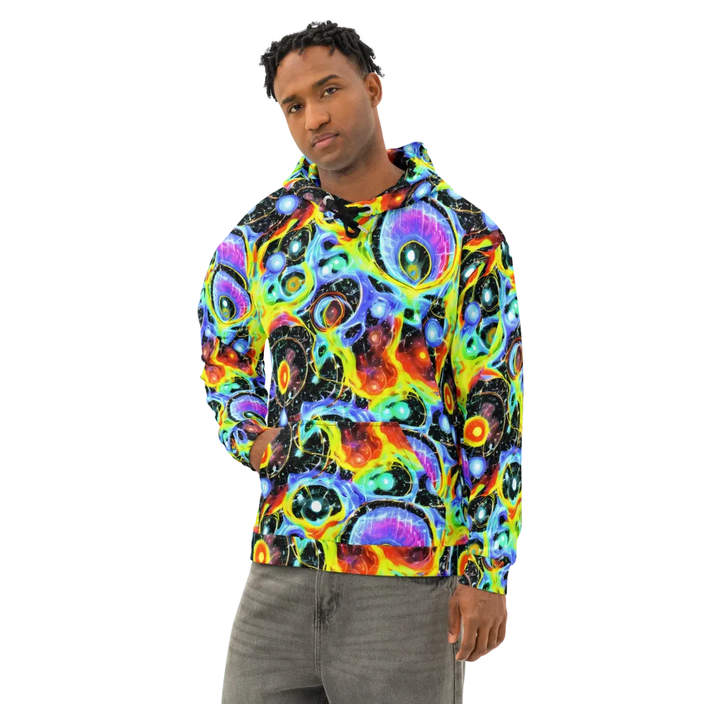 Chromatic Galaxies on Cotton Hoodie — Left Front