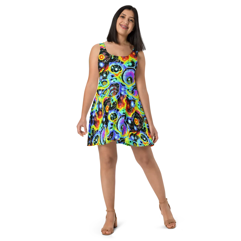 Chromatic Galaxies on Skater Dress — Front