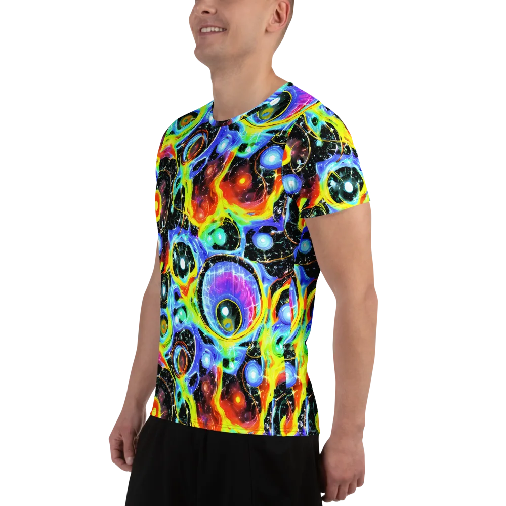 Chromatic Galaxies on Men's Athletic T-Shirt — Left