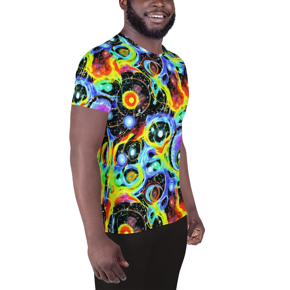 Chromatic Galaxies on Men's Athletic T-Shirt — Right
