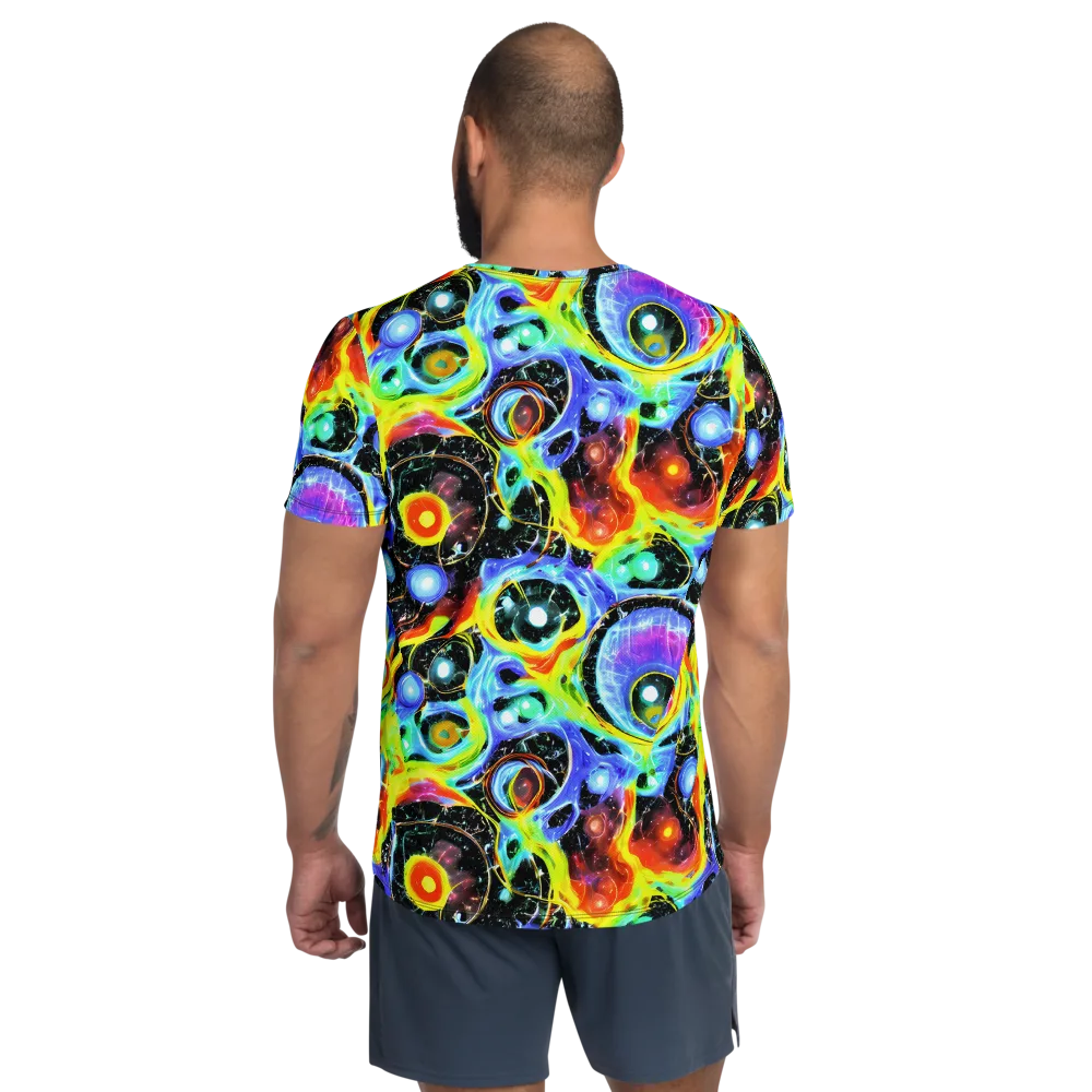 Chromatic Galaxies on Men's Athletic T-Shirt — Back