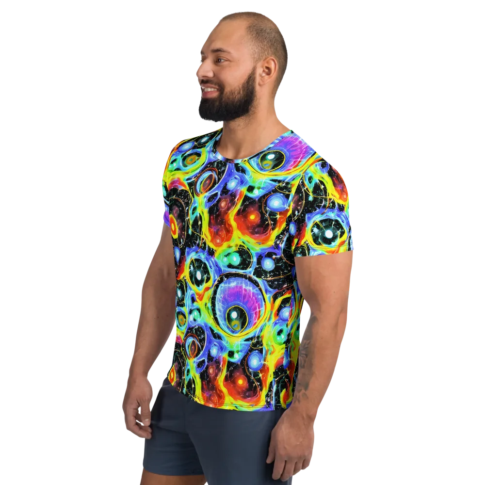 Chromatic Galaxies on Men's Athletic T-Shirt — Left