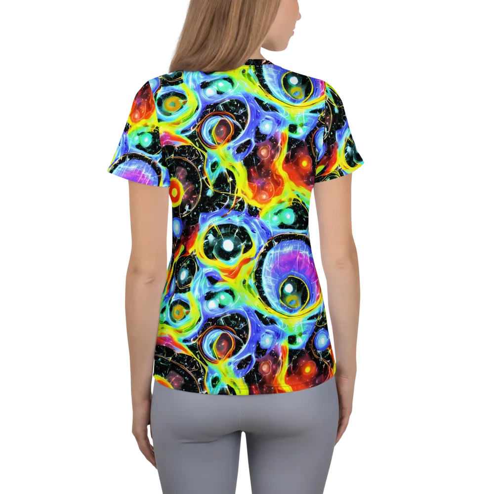 Chromatic Galaxies on Women's Athletic T-Shirt — Back