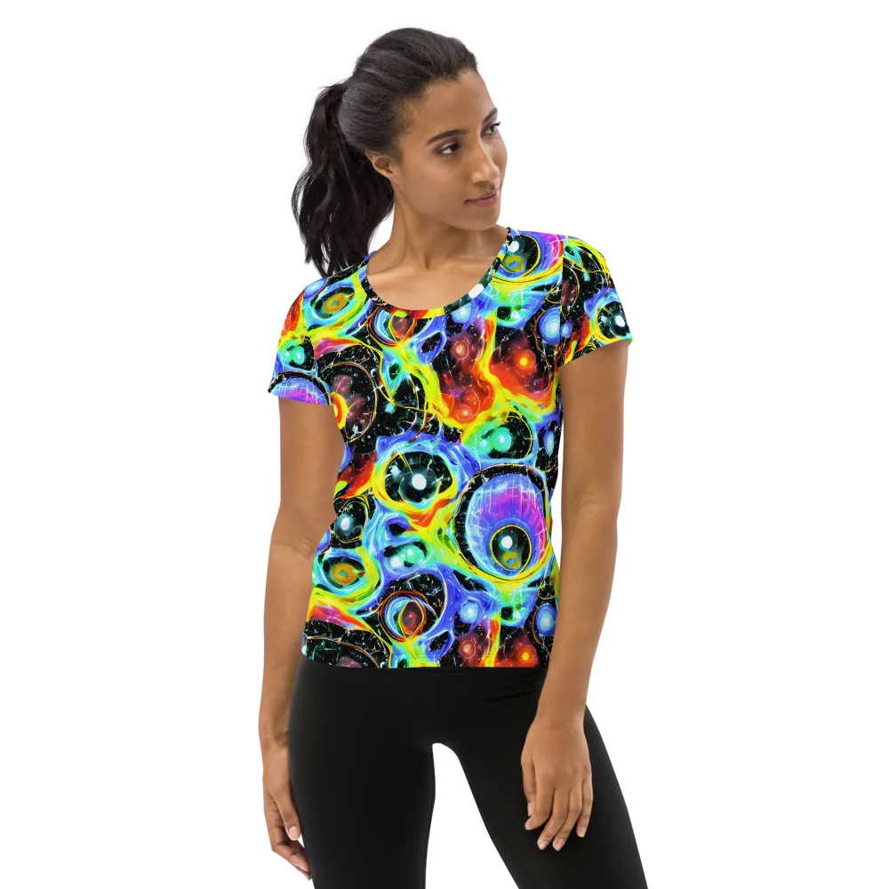 Chromatic Galaxies on Women's Athletic T-Shirt — Front