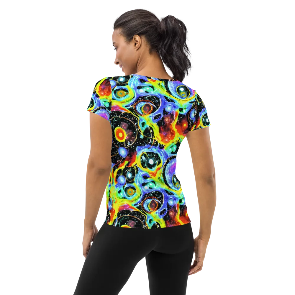 Chromatic Galaxies on Women's Athletic T-Shirt — Back