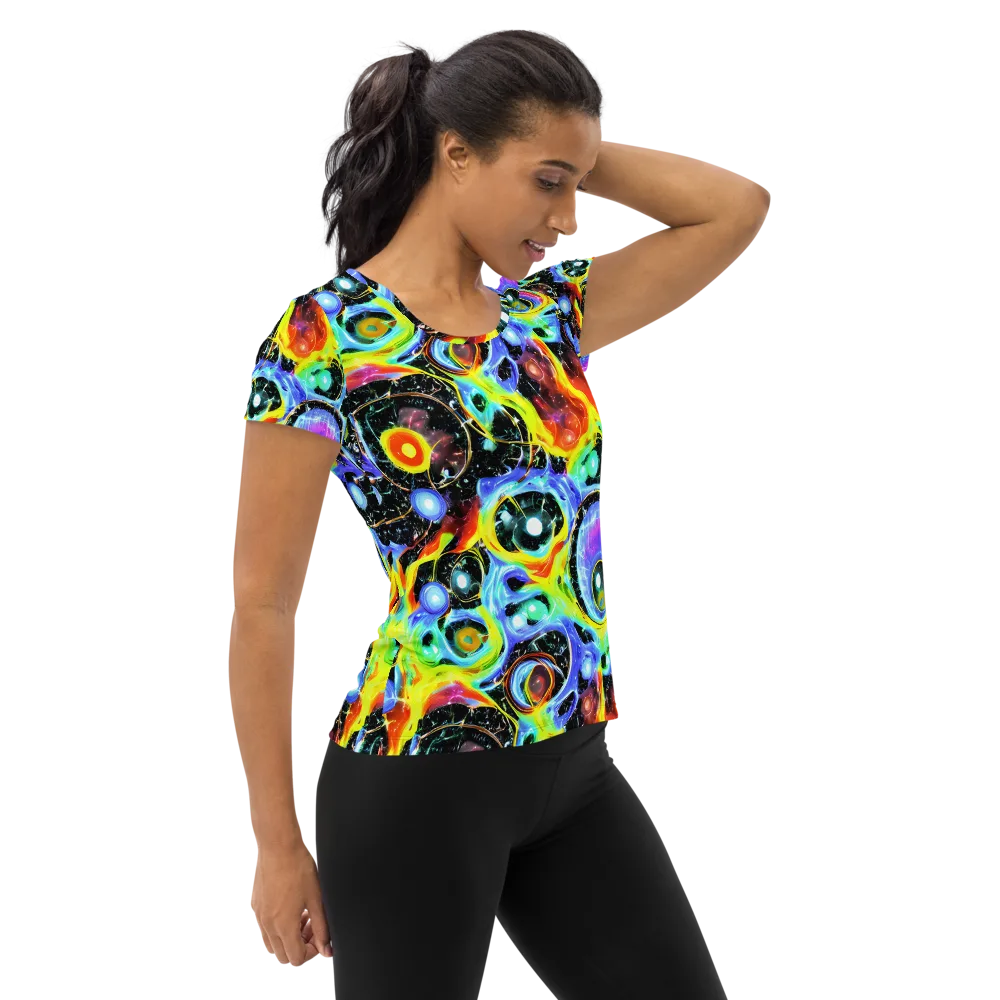 Chromatic Galaxies on Women's Athletic T-Shirt — Right
