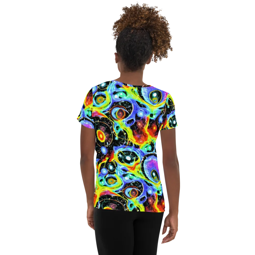 Chromatic Galaxies on Women's Athletic T-Shirt — Back