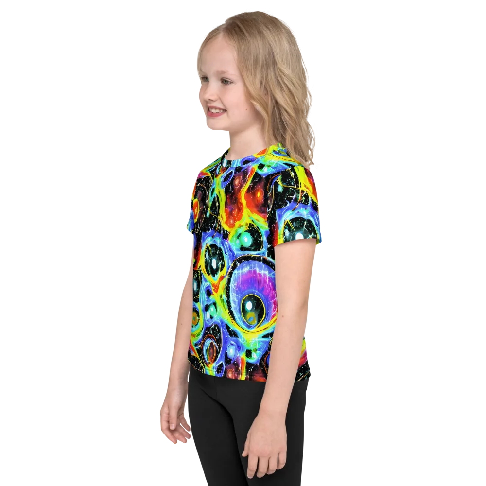 Chromatic Galaxies on Kids Crew Neck T-Shirt — Left