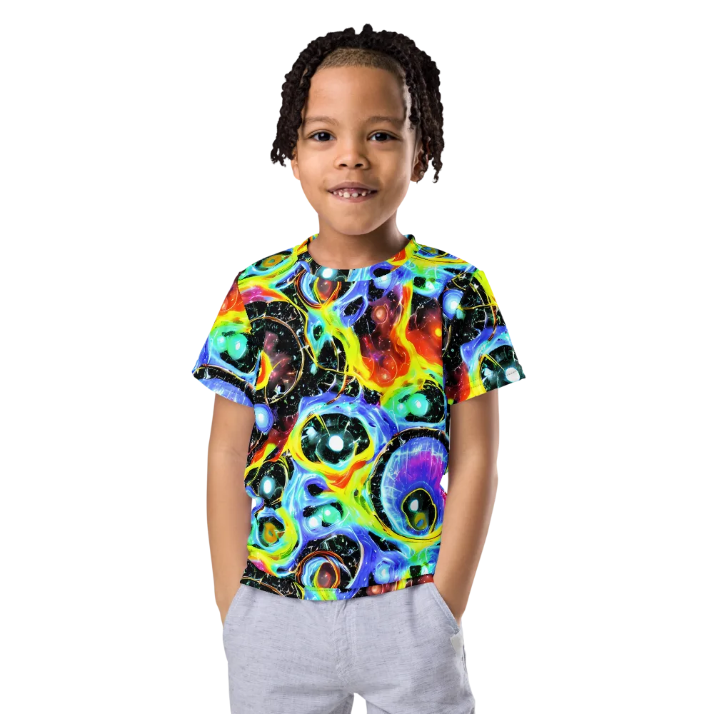Chromatic Galaxies on Kids Crew Neck T-Shirt — Front