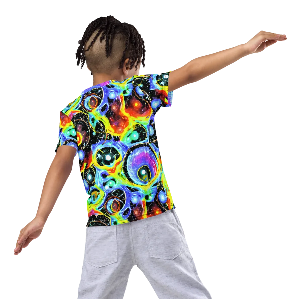Chromatic Galaxies on Kids Crew Neck T-Shirt — Back