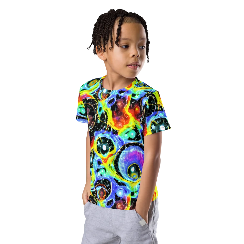 Chromatic Galaxies on Kids Crew Neck T-Shirt — Left Front