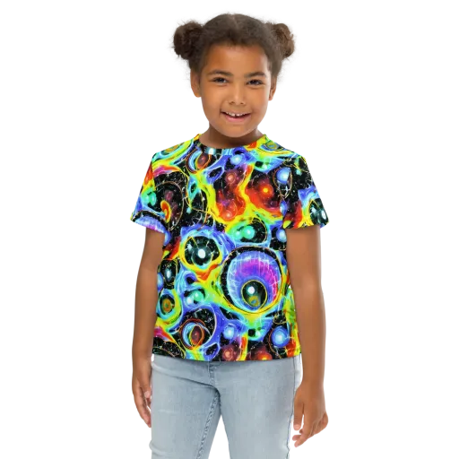 Chromatic Galaxies on a Kids Crew Neck T-Shirt