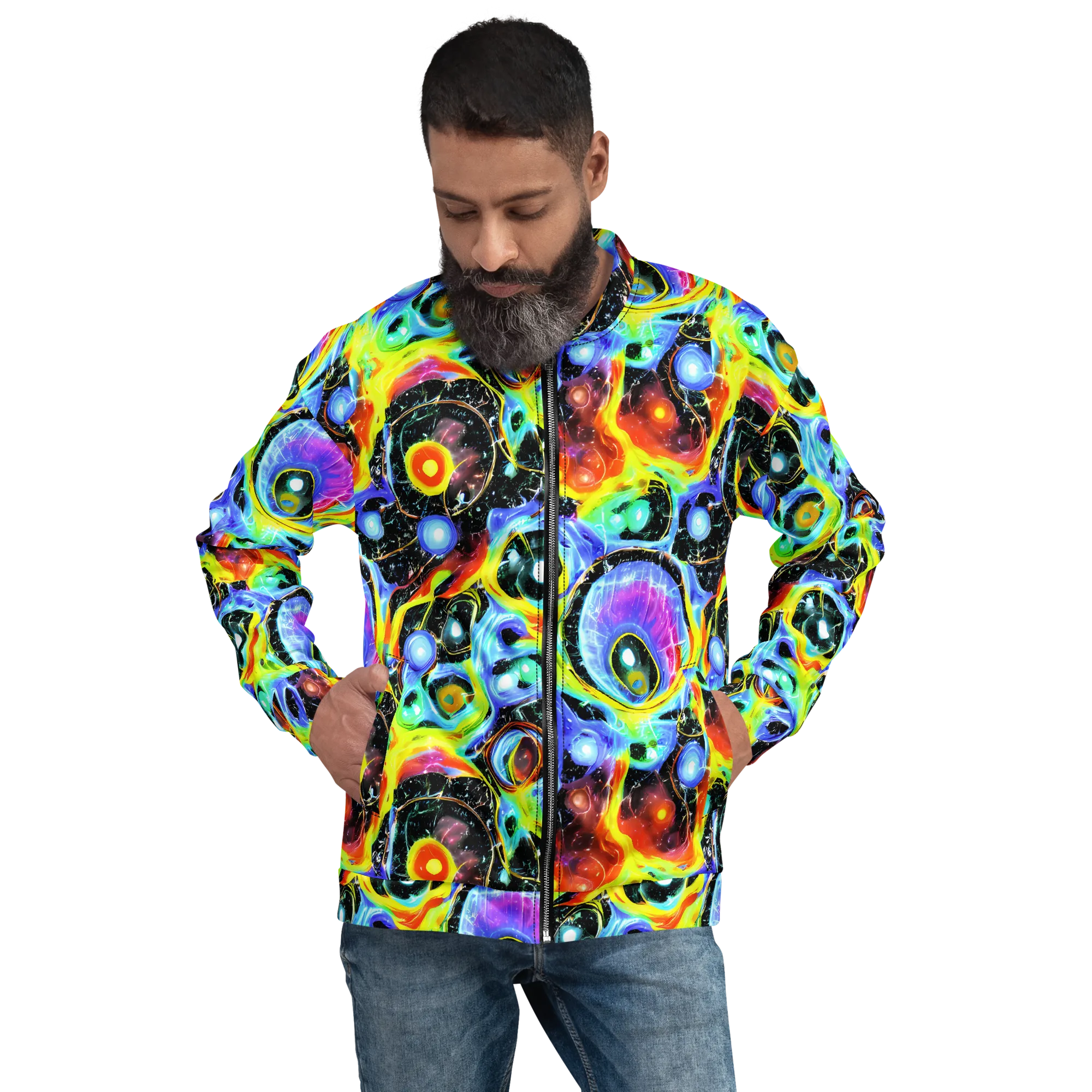 Chromatic Galaxies on Bomber Jacket — Front