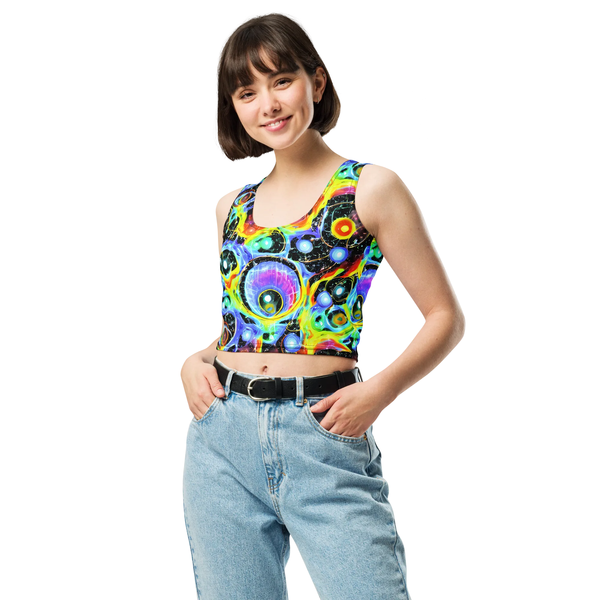 Chromatic Galaxies on Crop Top — Front