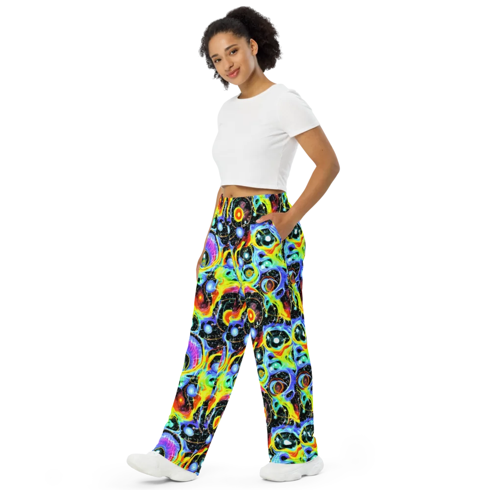 Chromatic Galaxies on Wide-Leg Pants — Left Front