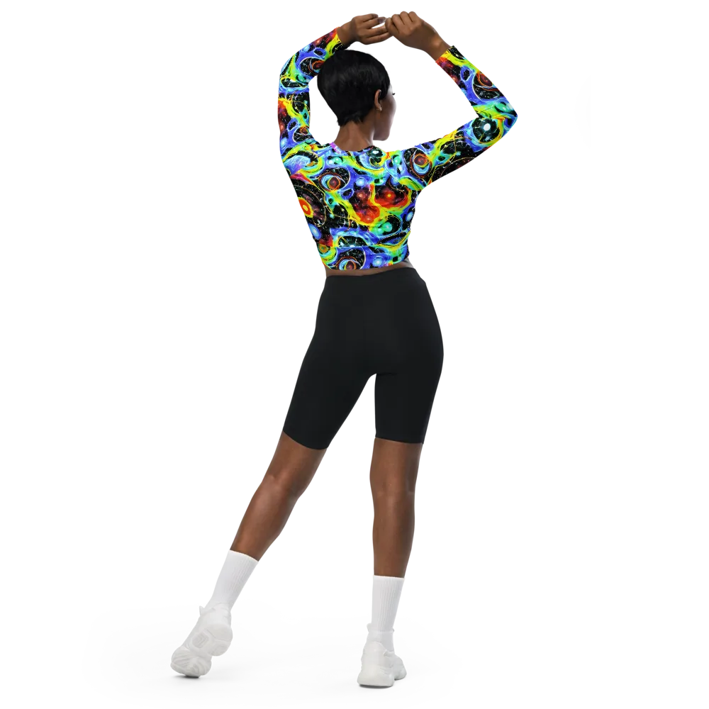 Chromatic Galaxies on Long Sleeve Crop Top — Back
