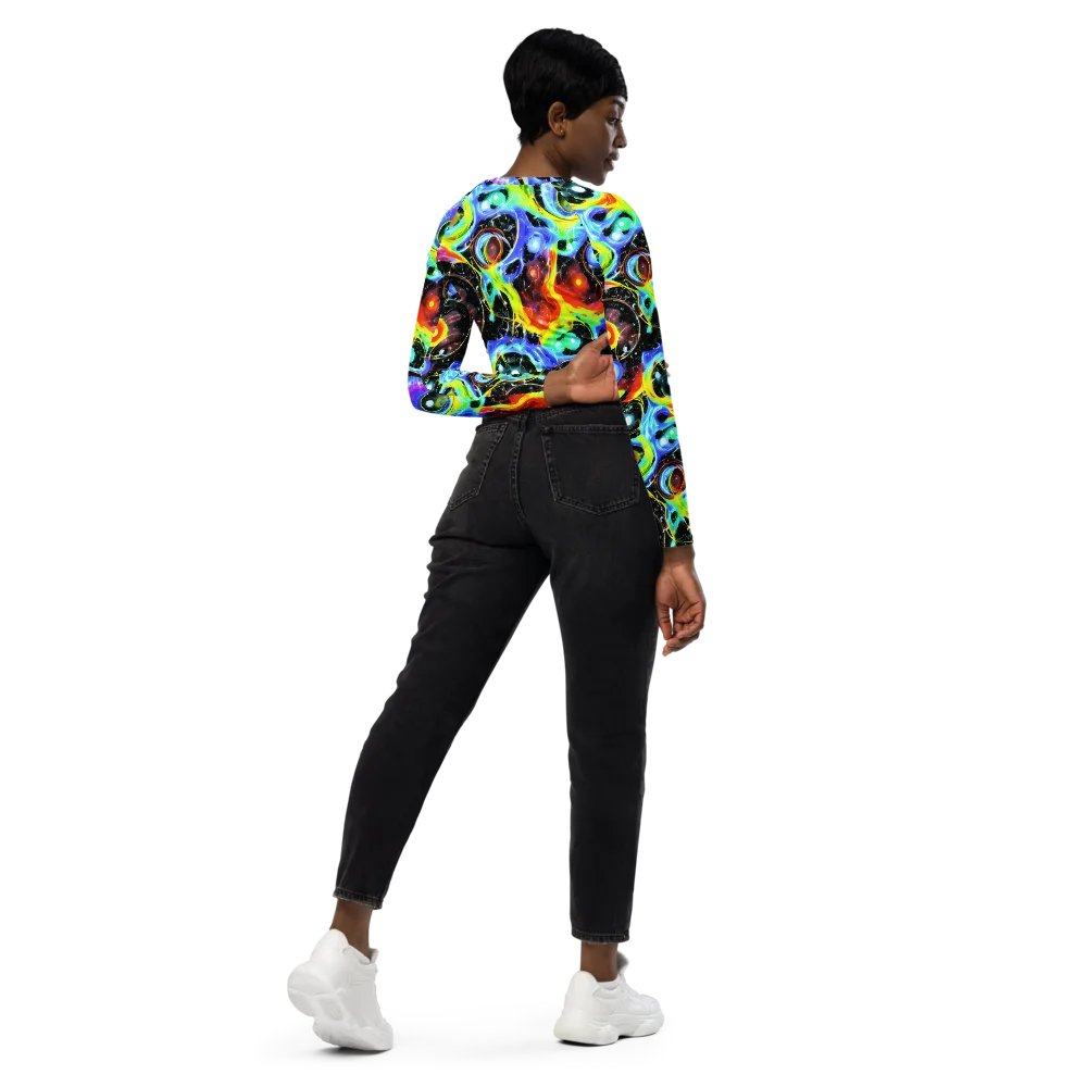 Chromatic Galaxies on Long Sleeve Crop Top — Right Back