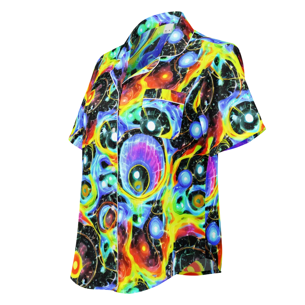 Chromatic Galaxies on Women's Short Sleeve Pajama Top — Left Front