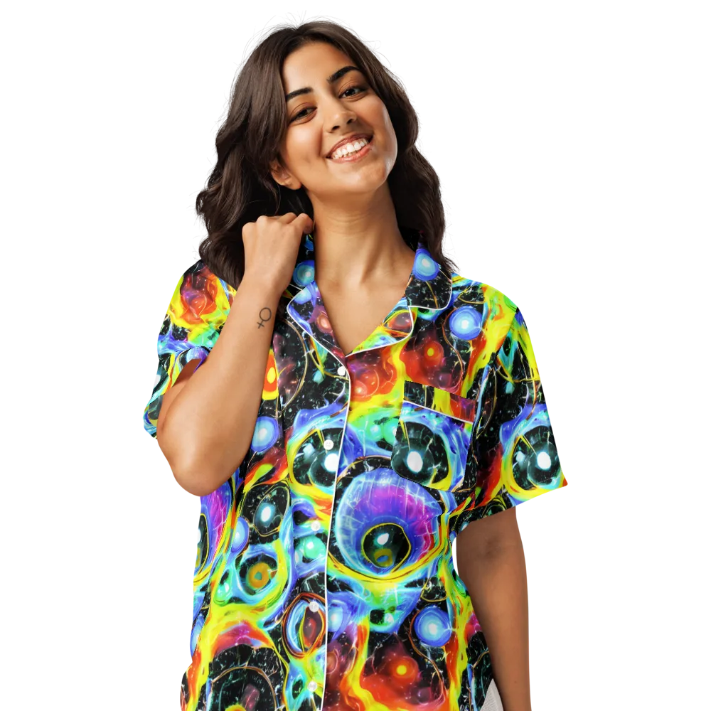 Chromatic Galaxies on Women's Short Sleeve Pajama Top — Front
