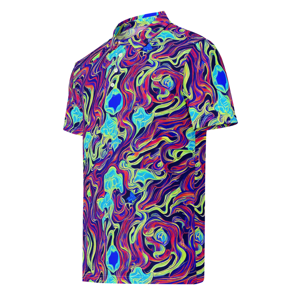 Plasma Waves on Men's Slim Fit Polo Shirt — Left Front